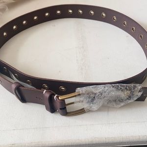Frye leather brown belt with grommets